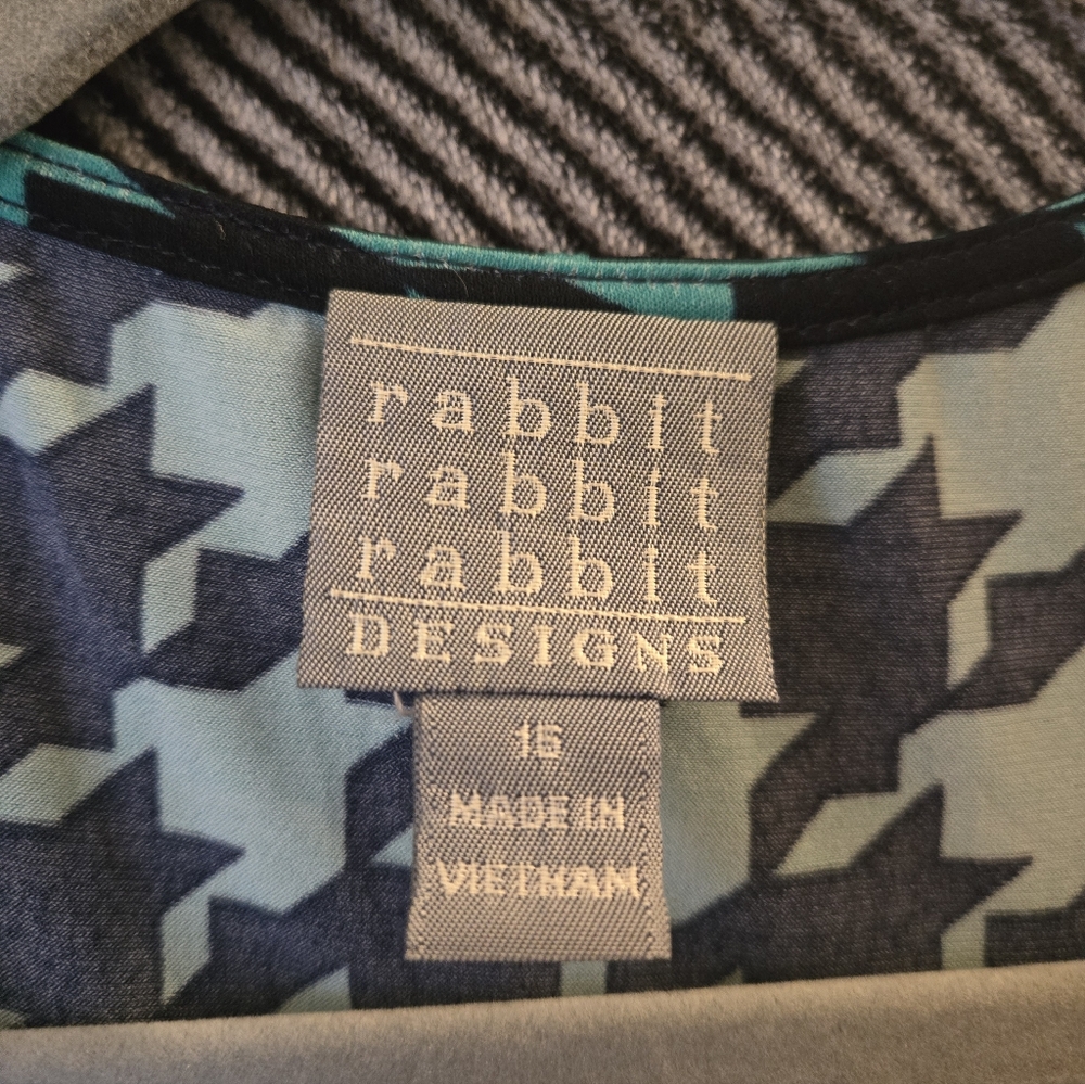 Rabbit Rabbit Rabbit Teal and Black Houndstooth Midi Dress - Picture 2 of 2